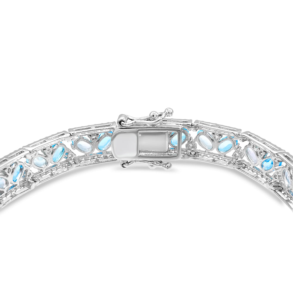 Sterling Silver Swiss and Sky Blue and White Topaz Bracelet