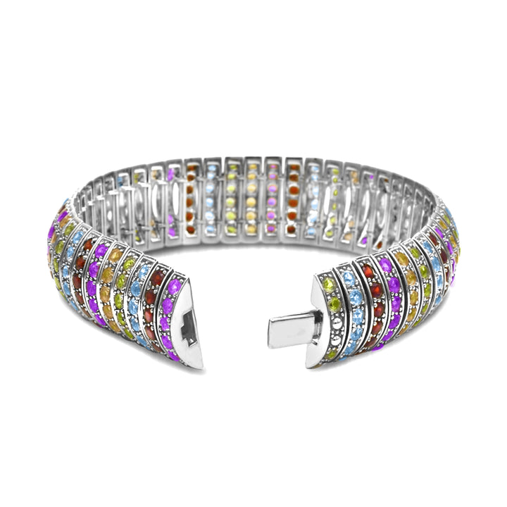 Sterling Silver Multicolor Rainbow Bracelet
