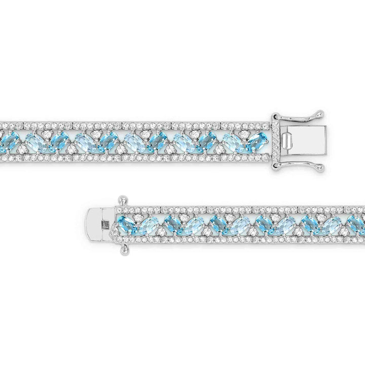 Sterling Silver Swiss and Sky Blue and White Topaz Bracelet