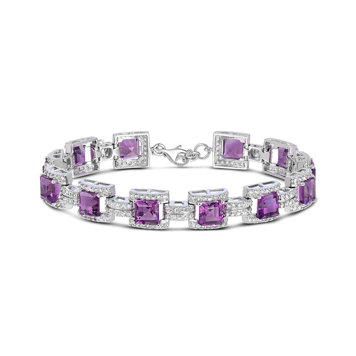 Sterling Silver Amethyst and White Topaz Bracelet
