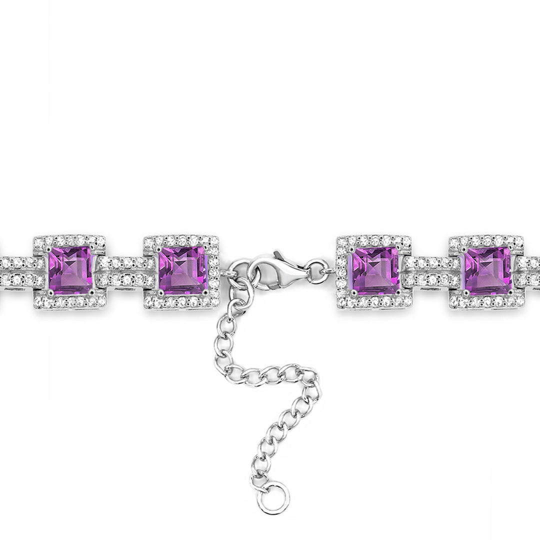 Sterling Silver Amethyst and White Topaz Bracelet