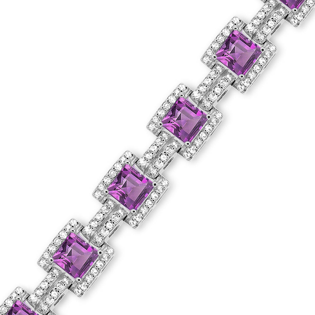Sterling Silver Amethyst and White Topaz Bracelet