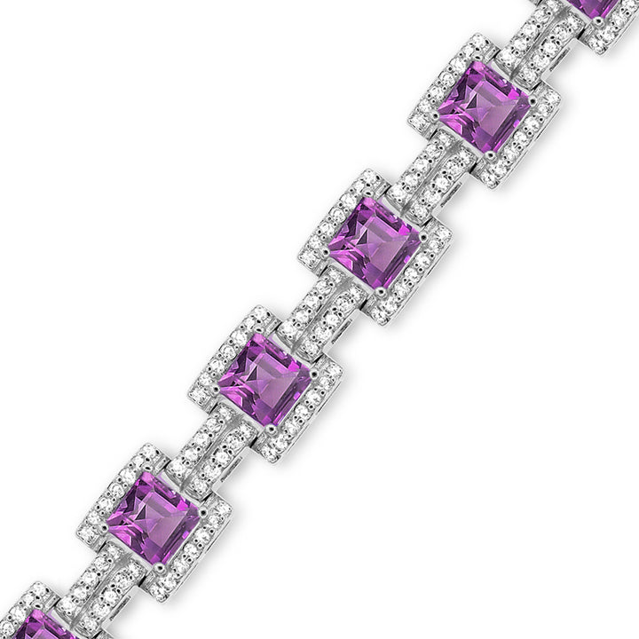 Sterling Silver Amethyst and White Topaz Bracelet