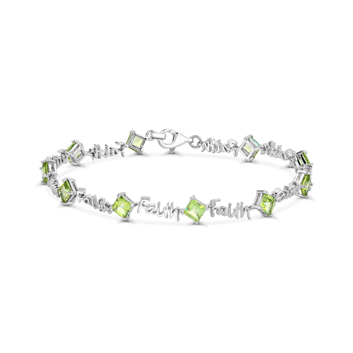 Sterling Silver Peridot "FAITH" Bracelet
