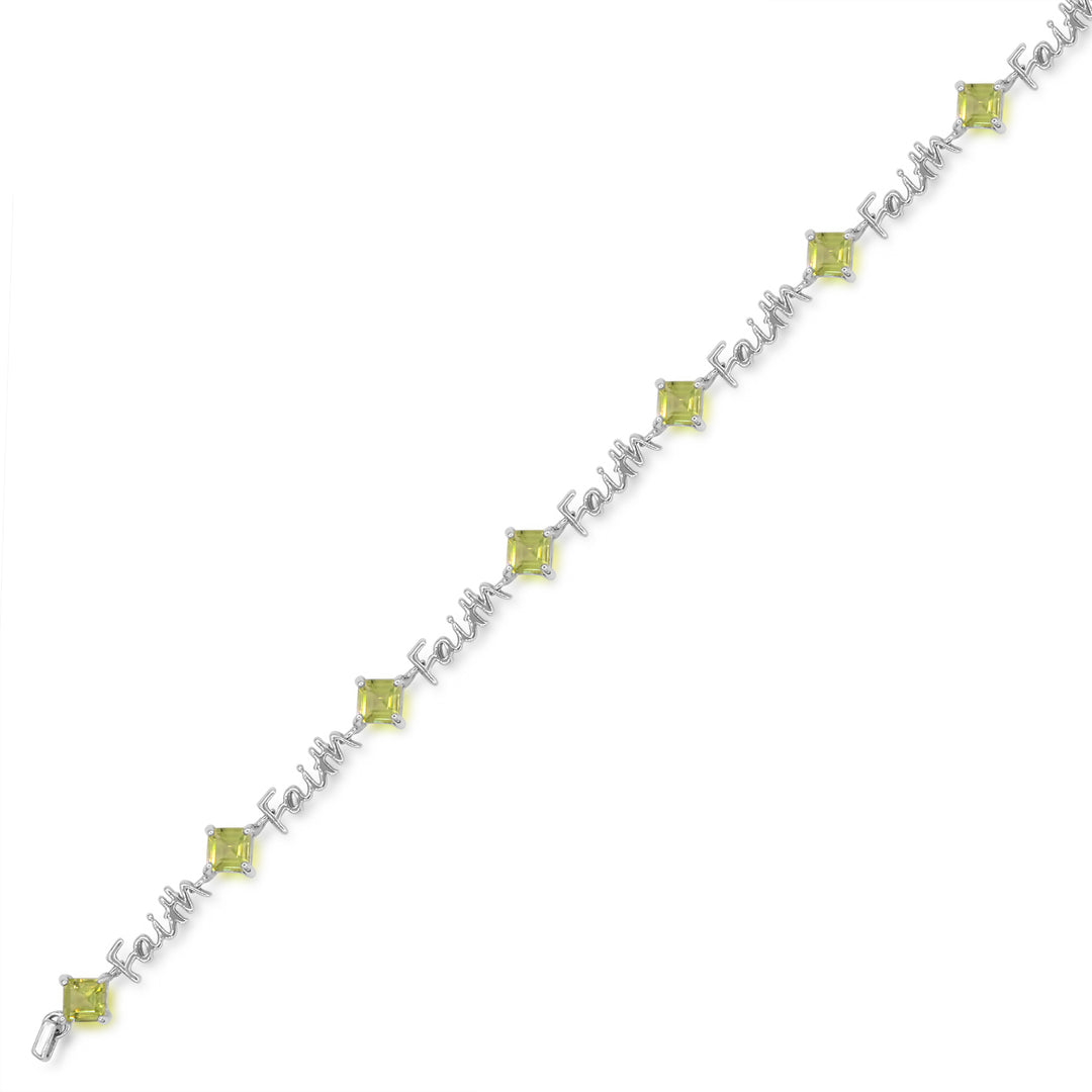 Sterling Silver Peridot "FAITH" Bracelet