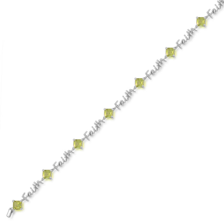 Sterling Silver Peridot "FAITH" Bracelet