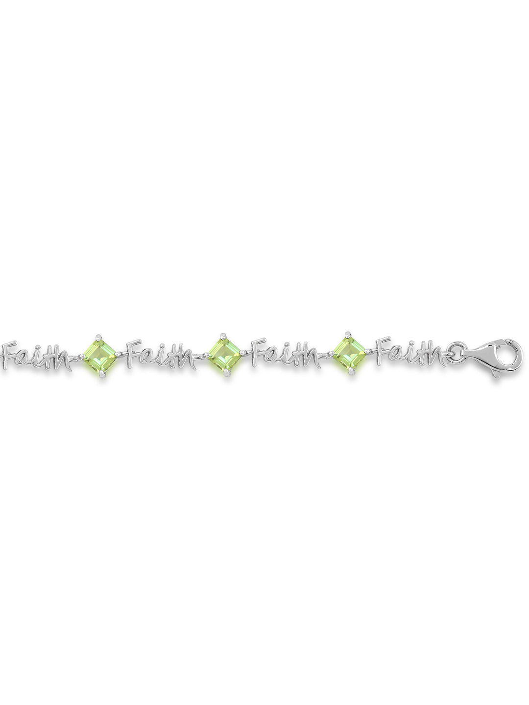 Sterling Silver Peridot "FAITH" Bracelet