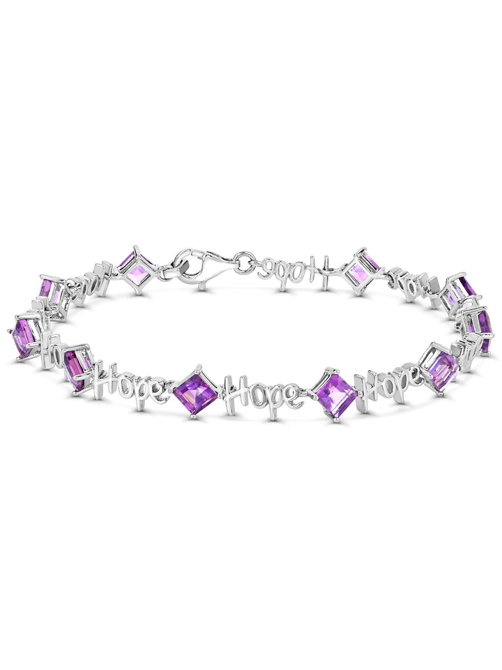 Sterling Silver Amethyst "HOPE" Bracelet
