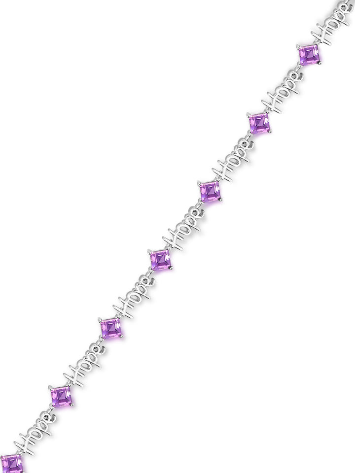Sterling Silver Amethyst "HOPE" Bracelet