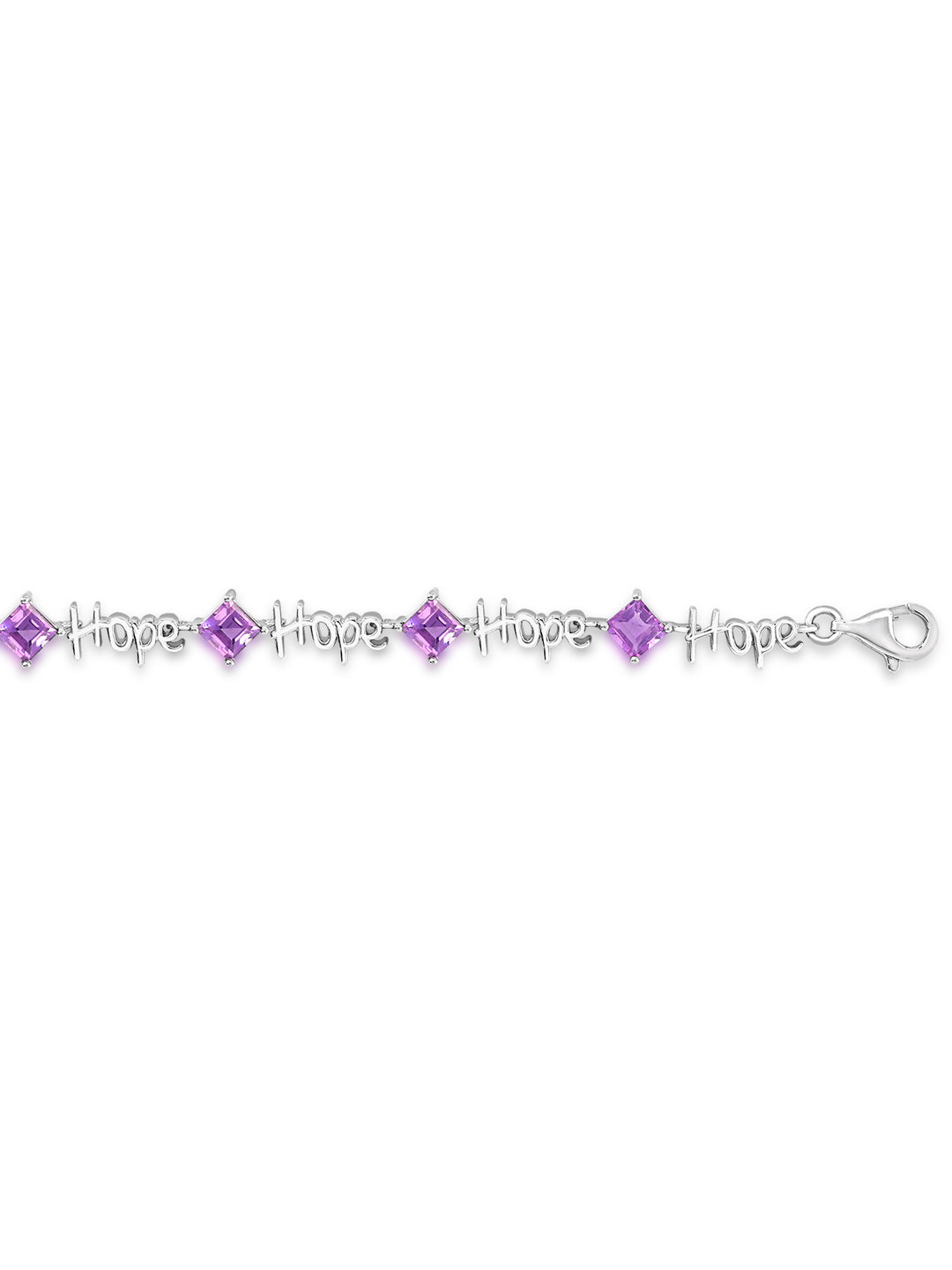 Sterling Silver Amethyst "HOPE" Bracelet