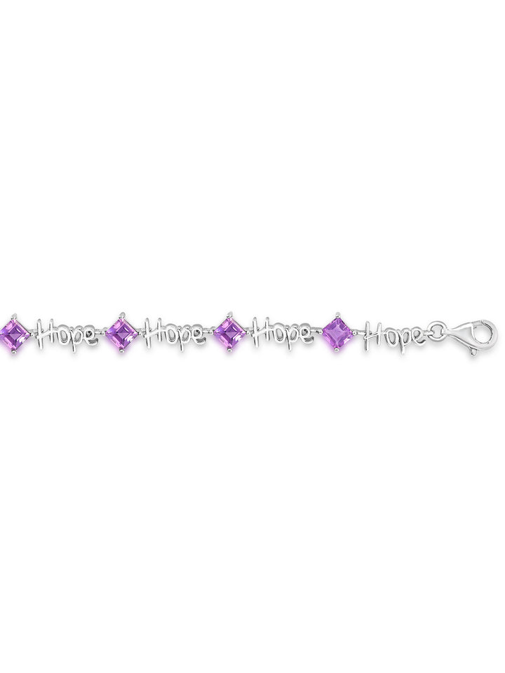 Sterling Silver Amethyst "HOPE" Bracelet
