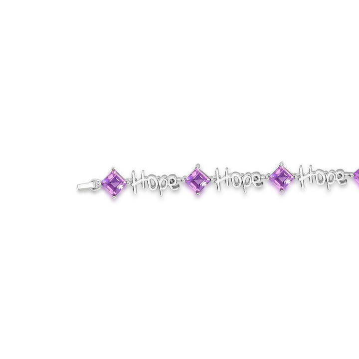 Sterling Silver Amethyst "HOPE" Bracelet