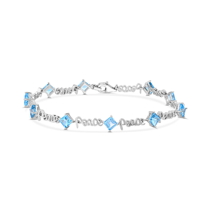 Sterling Silver Blue Topaz "PEACE" Bracelet