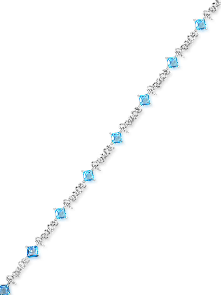 Sterling Silver Blue Topaz "PEACE" Bracelet