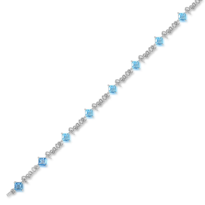 Sterling Silver Blue Topaz "PEACE" Bracelet