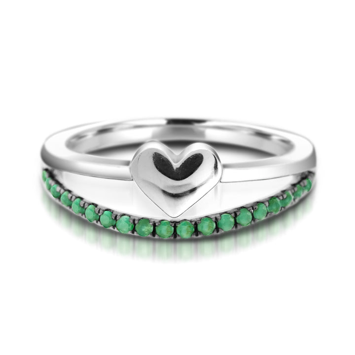 Sterling Silver Emerald Heart Ring