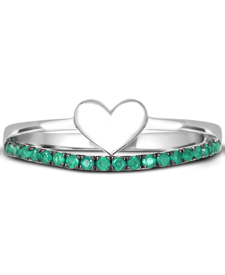 Sterling Silver Emerald Heart Ring