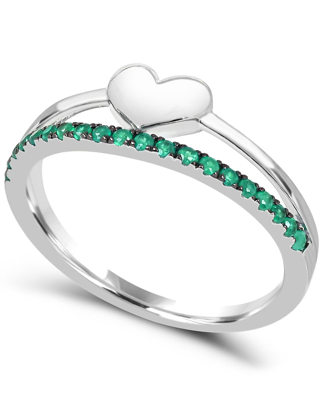 Sterling Silver Emerald Heart Ring