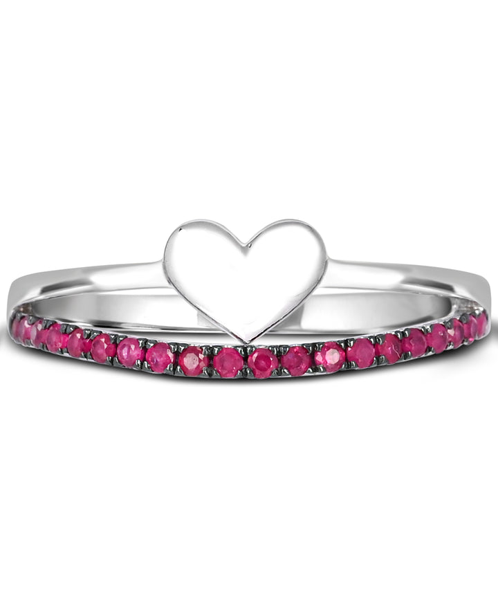 Sterling Silver Ruby Heart Ring