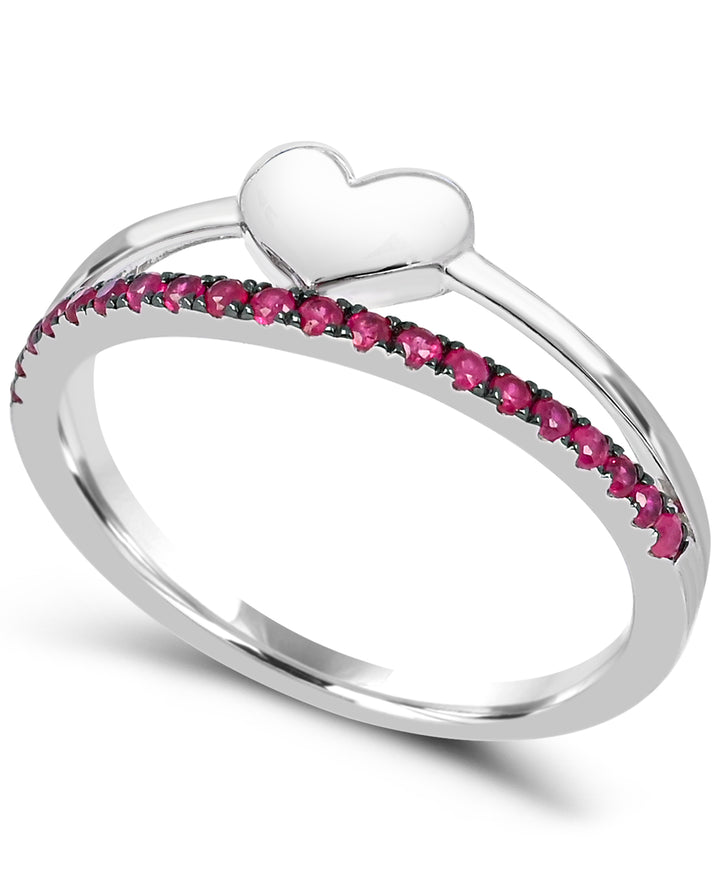 Sterling Silver Ruby Heart Ring