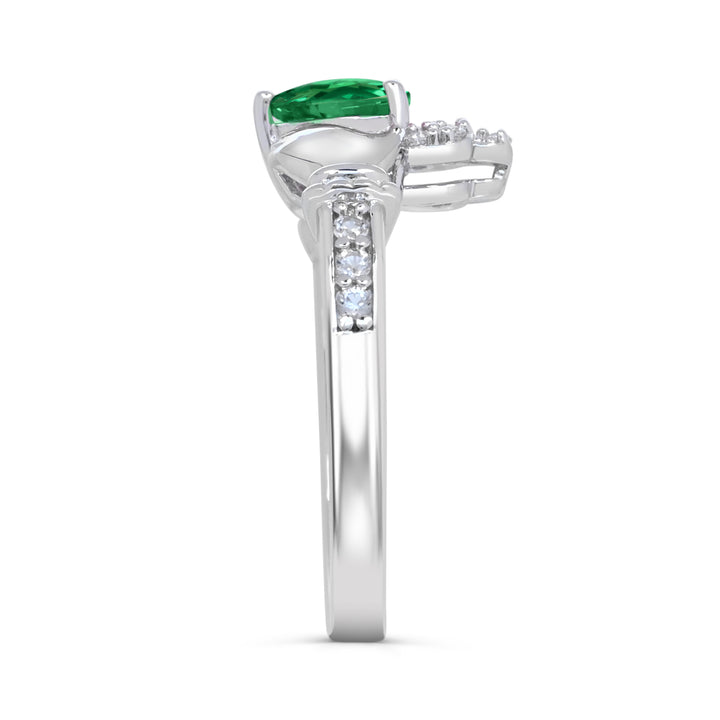Sterling Silver Created Emerald and Created White Sapphire Ring