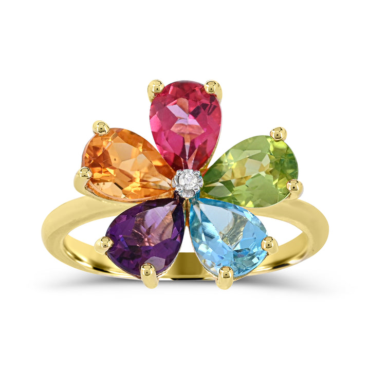 Yellow Gold over Sterling silver Multicolor Gemstone Ring