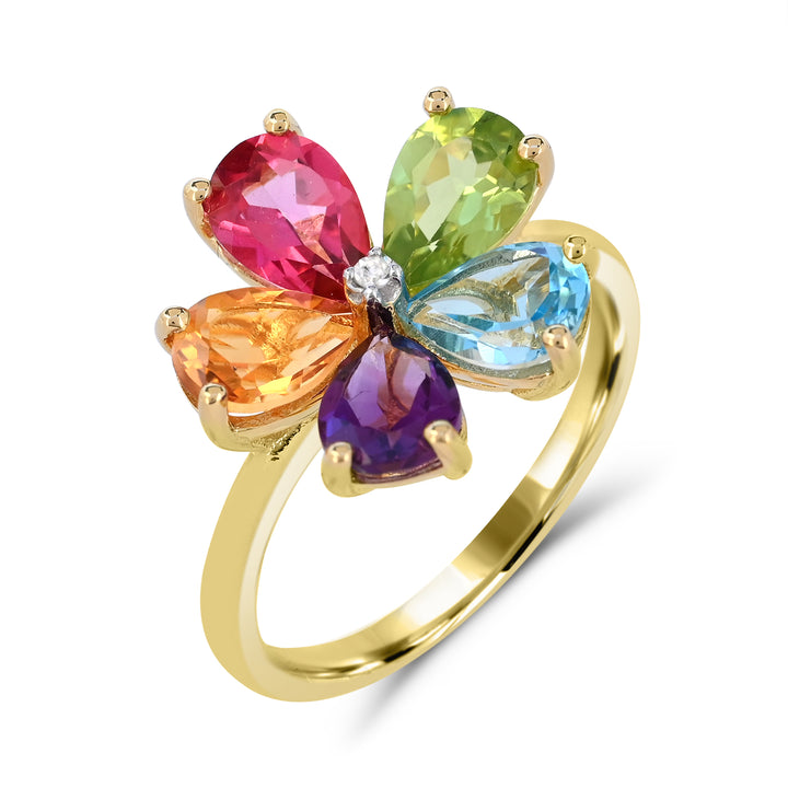 Yellow Gold over Sterling silver Multicolor Gemstone Ring