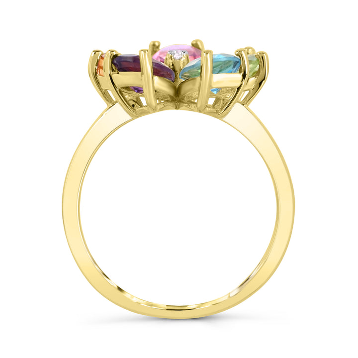 Yellow Gold over Sterling silver Multicolor Gemstone Ring