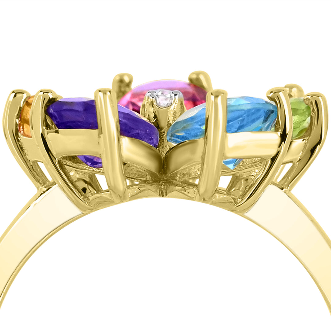 Yellow Gold over Sterling silver Multicolor Gemstone Ring