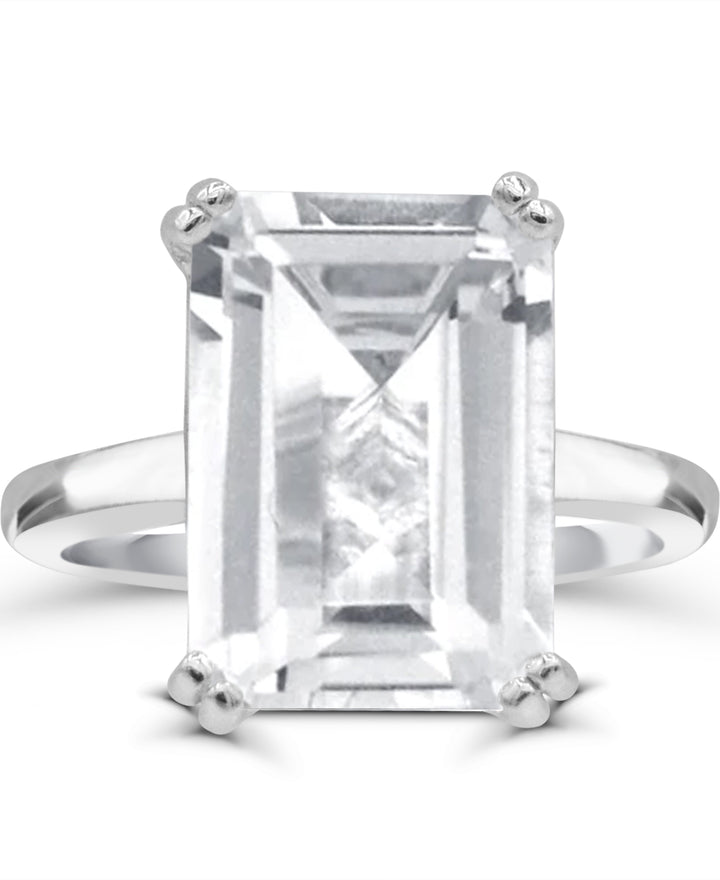 Sterling Silver White Quartz Solitaire Ring