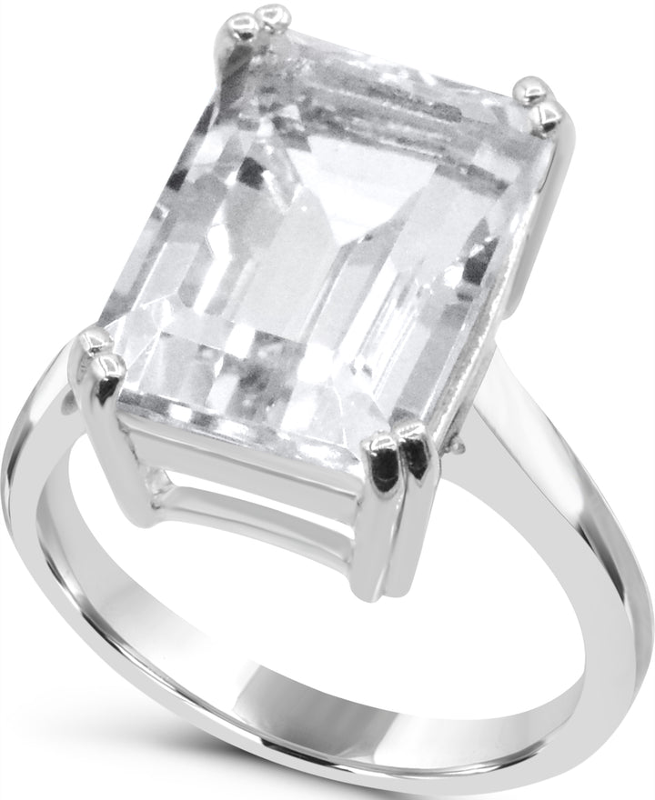 Sterling Silver White Quartz Solitaire Ring