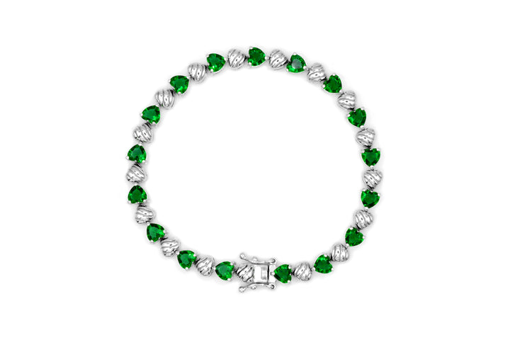 Sterling Silver Simulated Emerald Heart 4-piece Set